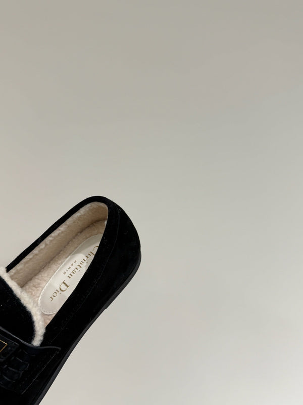 CD Loafers In Black Suede And Fleece Lining 109293