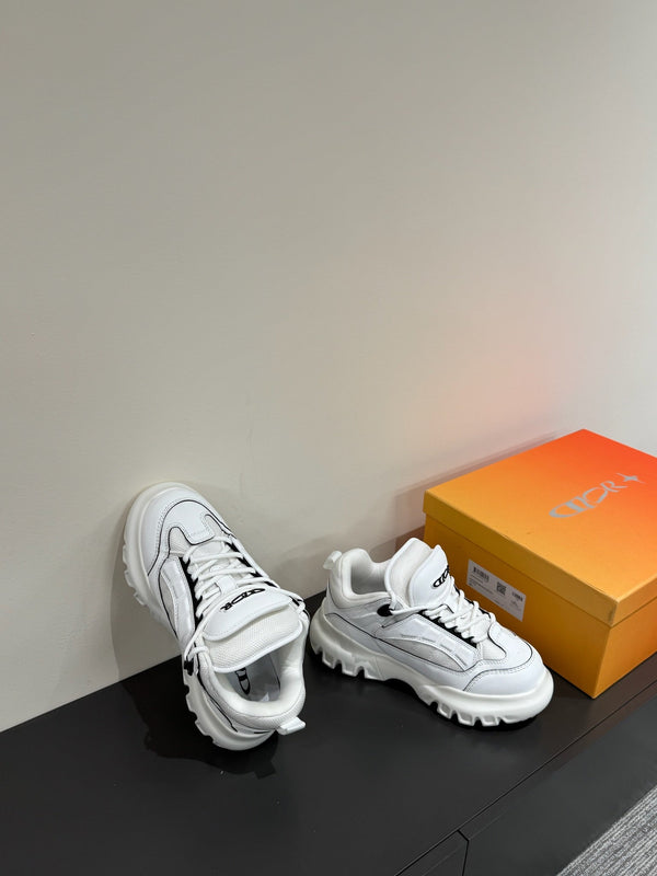 CD Sneaker In White Calfskin And Mesh Fabric 109256