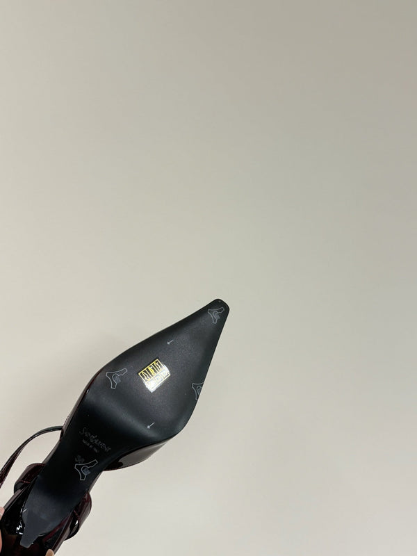 AIMÉE SLINGBACK PUMPS IN WINE RED GLOSSY LAMBSKIN