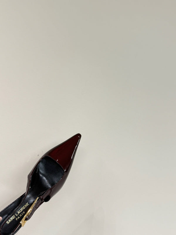 LEE SLINGBACK MID PUMPS IN WINE RED SHINY CALFSKIN