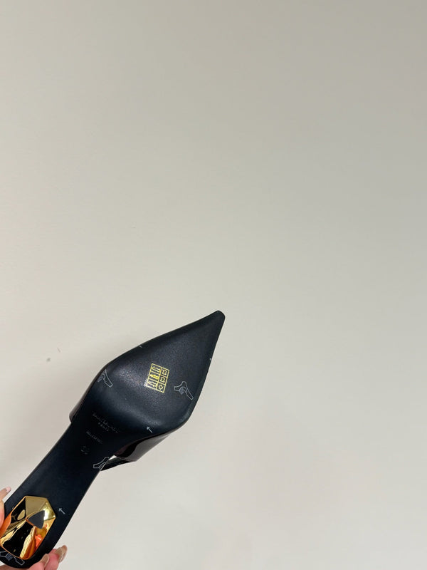 LEE SLINGBACK MID PUMPS IN WINE RED SHINY CALFSKIN