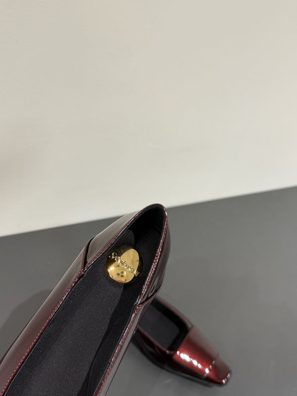 POPPY BALLET FLATS IN GARNET RED GLOSSY LAMBSKIN