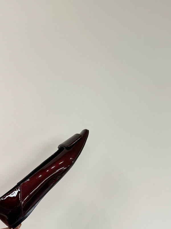 POPPY BALLET FLATS IN GARNET RED GLOSSY LAMBSKIN