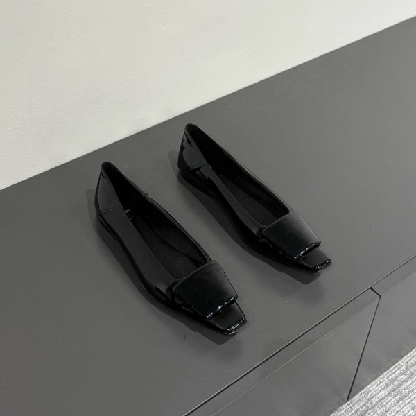 POPPY BALLET FLATS IN BLACK GLOSSY LAMBSKIN
