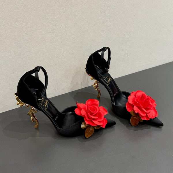 CC 25 Flower Rose Pumps Nero Seta 337164