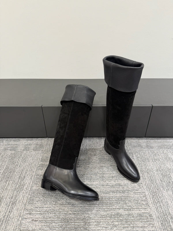 CC Métiers d’art Thigh Boots Black Suede Calfskin 417837