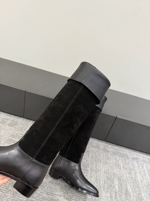 CC Métiers d’art Thigh Boots Black Suede Calfskin 417837