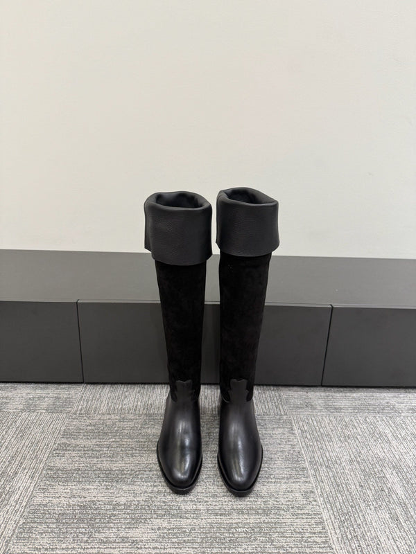 CC Métiers d’art Thigh Boots Black Suede Calfskin 417837