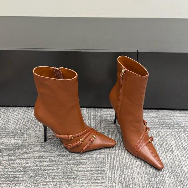 Miu 90 short boots brown cowhide 417982