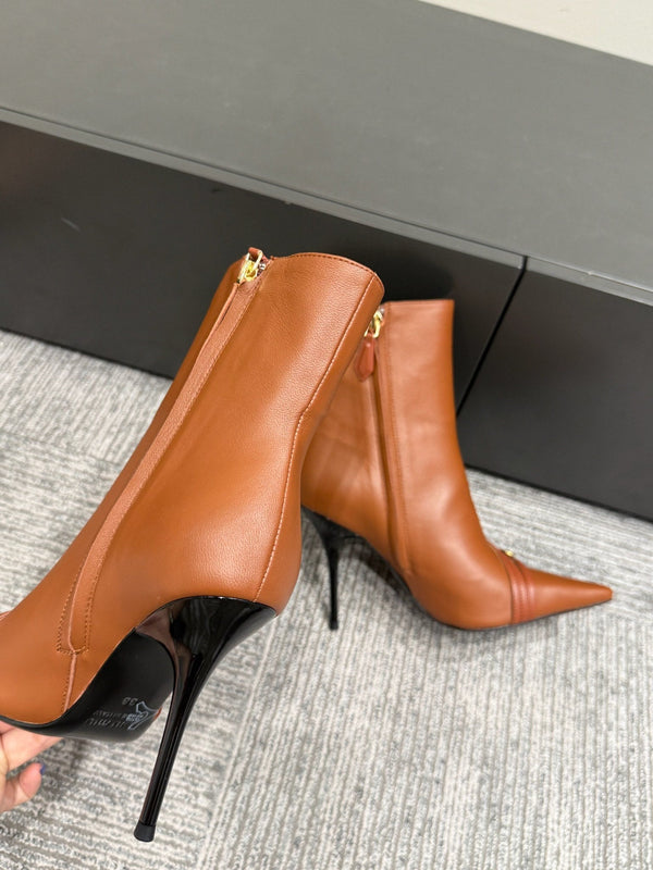 Miu 90 short boots brown cowhide 417982