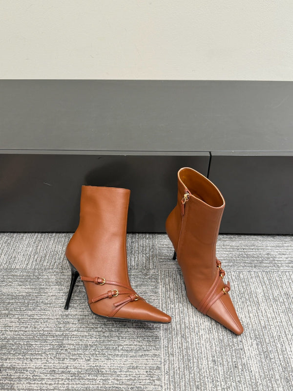 Miu 90 short boots brown cowhide 417982