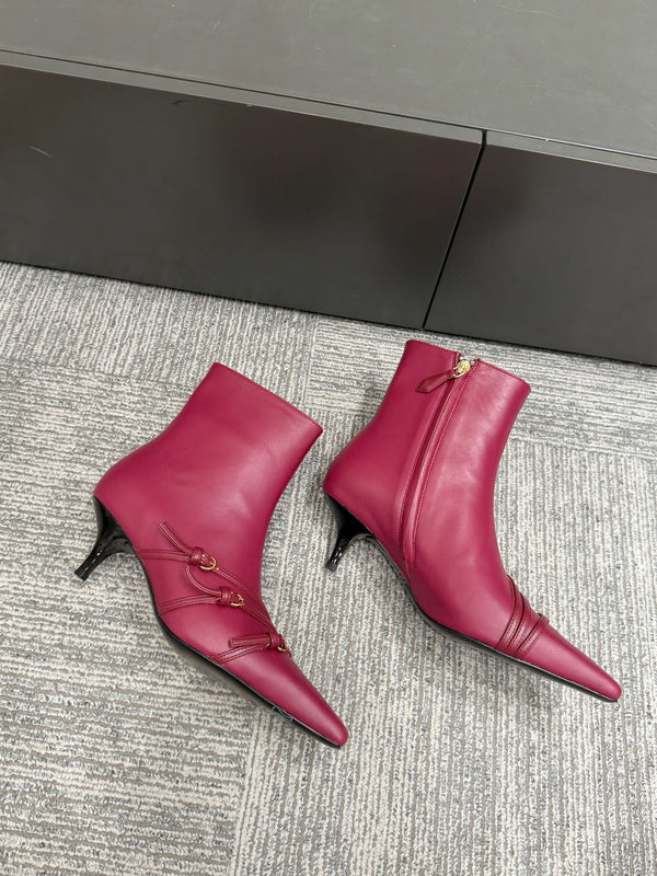 Miu short boots 40mm deep magenta or berry cowhide 417983