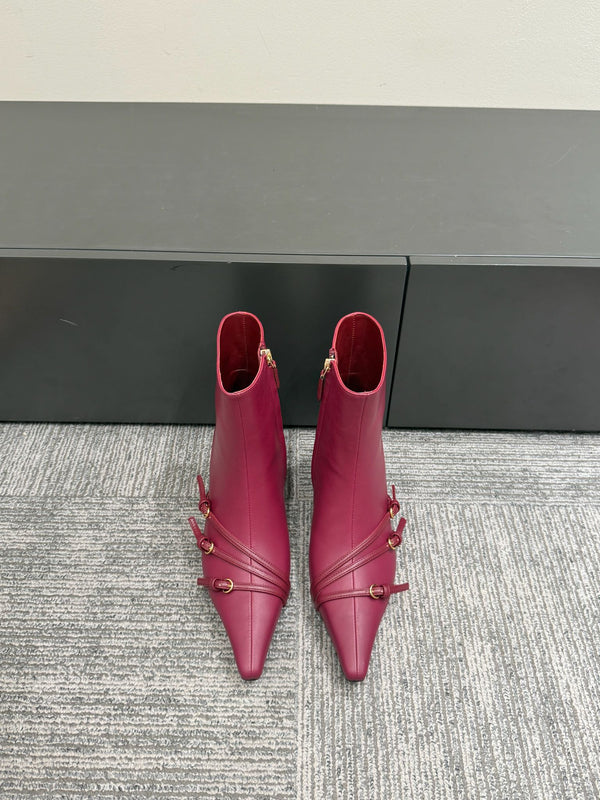 Miu short boots 40mm deep magenta or berry cowhide 417983