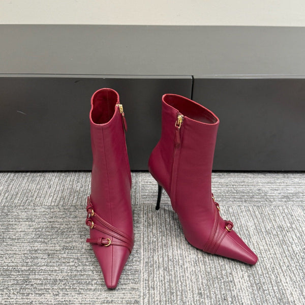 Miu short boots 90mm deep magenta or berry cowhide 417984