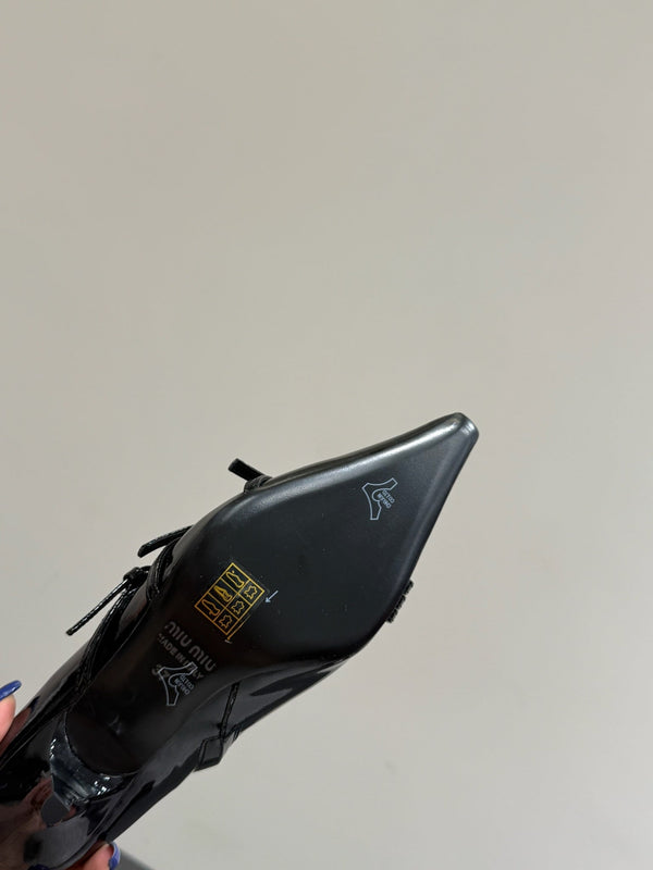 Miu short boots 40mm black patent leather 417985