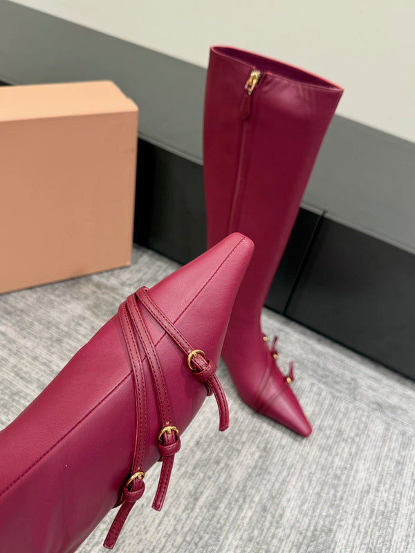 Miu 40 knee high boots berry cowhide