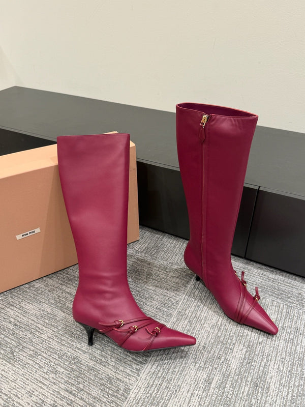 Miu 40 knee high boots berry cowhide