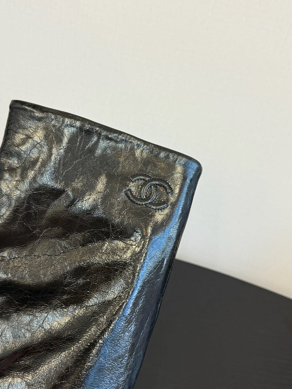 CC 25S High Boots With Chain Black Cowhide & Sheepskin 417848