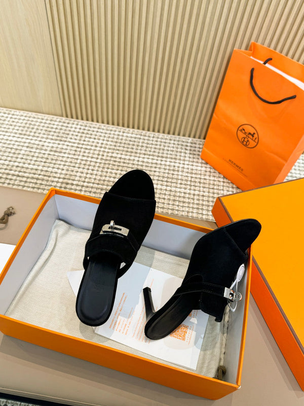 HEDEN MULE 80 BLACK SUEDE