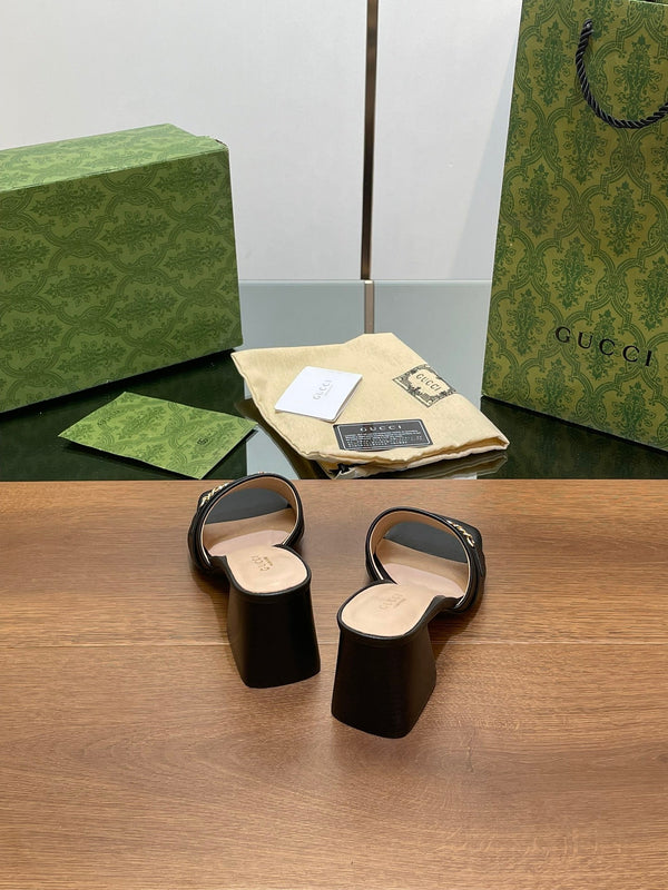 GG SIGNORIA SLIDE SANDAL BLACK DENIM