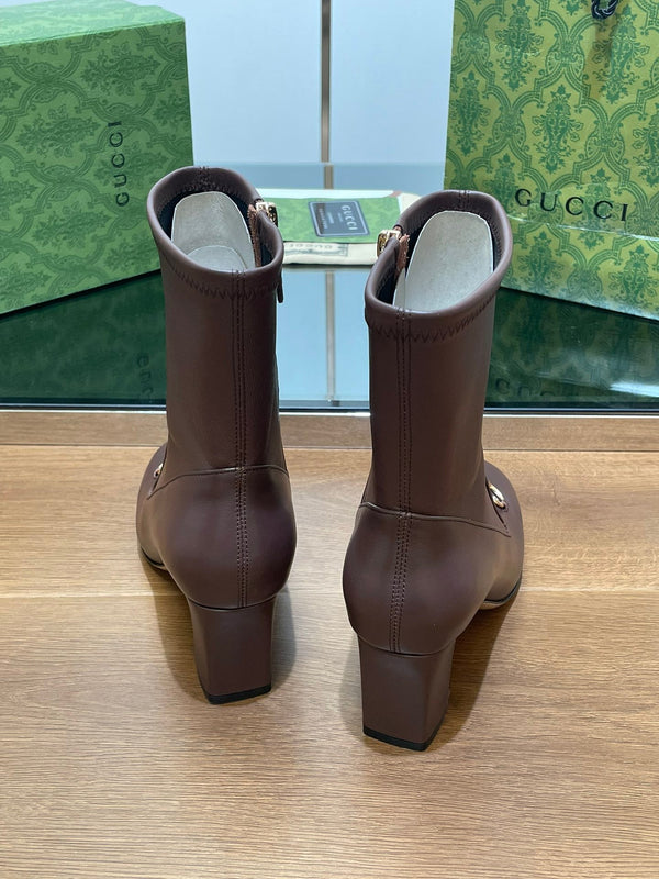 GG Horsebit Ankle Boot 65 Chocolate Calfskin