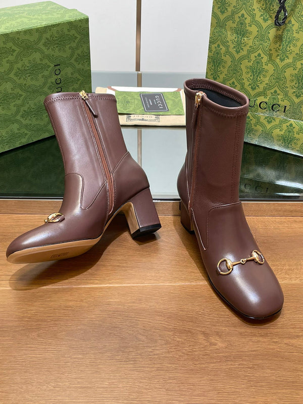 GG Horsebit Ankle Boot 65 Chocolate Calfskin