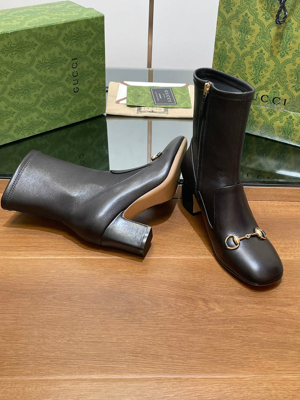 GG Horsebit Ankle Boot 65 Black Calfskin
