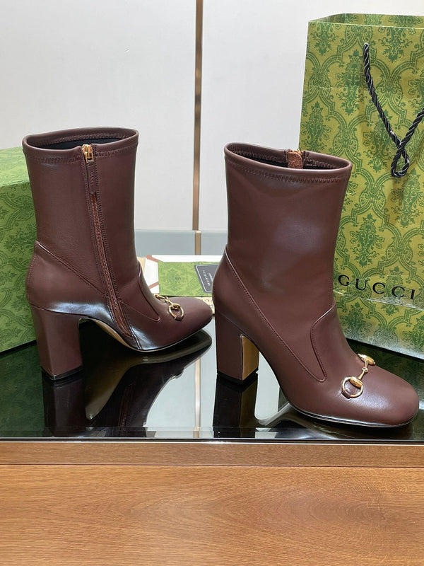 GG Horsebit Ankle Boot 95 Chocolate Calfskin