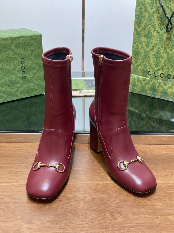 GG Horsebit Ankle Boot 95 Burgundy Calfskin