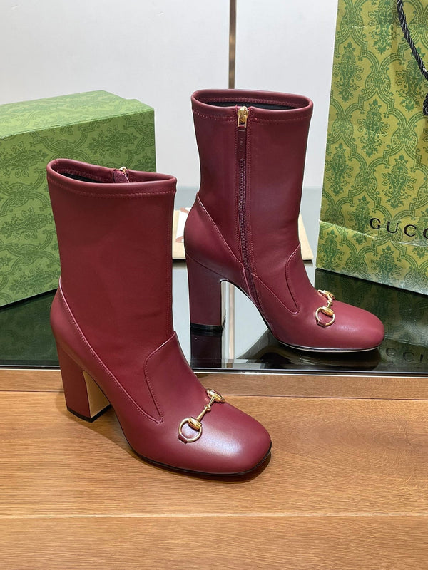 GG Horsebit Ankle Boot 95 Burgundy Calfskin