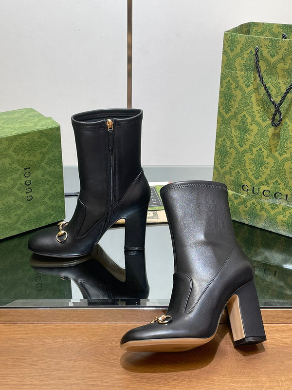 GG Horsebit Ankle Boot 95 Black Calfskin