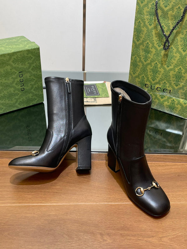 GG Horsebit Ankle Boot 95 Black Calfskin