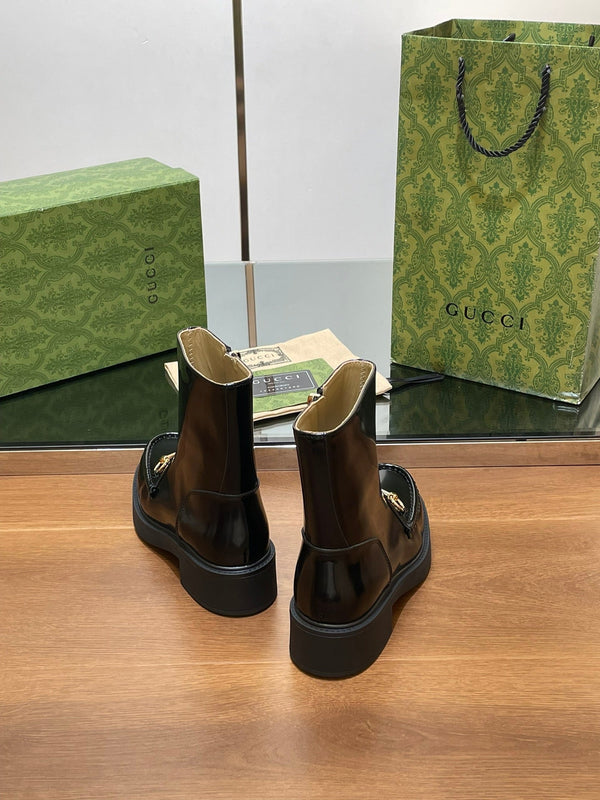 GG Horsebit Ankle Boot Black Calfskin