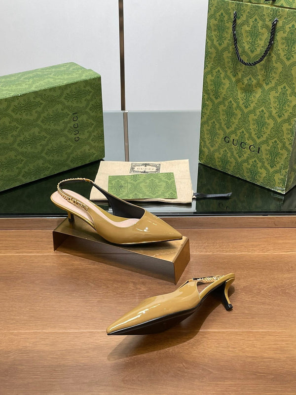 GG HIGH SLINGBACK 4,5 CM IN PELLE DI VITELLO LUCIDA GIALLO DIJON