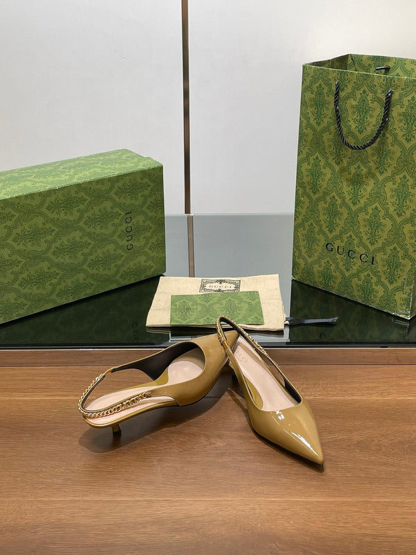 GG HIGH SLINGBACK 4,5 CM IN PELLE DI VITELLO LUCIDA GIALLO DIJON