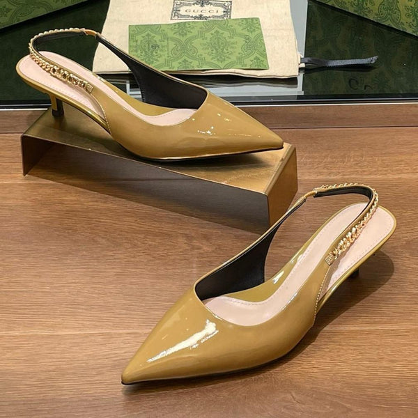 GG HIGH SLINGBACK 4.5 CM IN DIJON YELLOW GLOSSY CALFSKIN