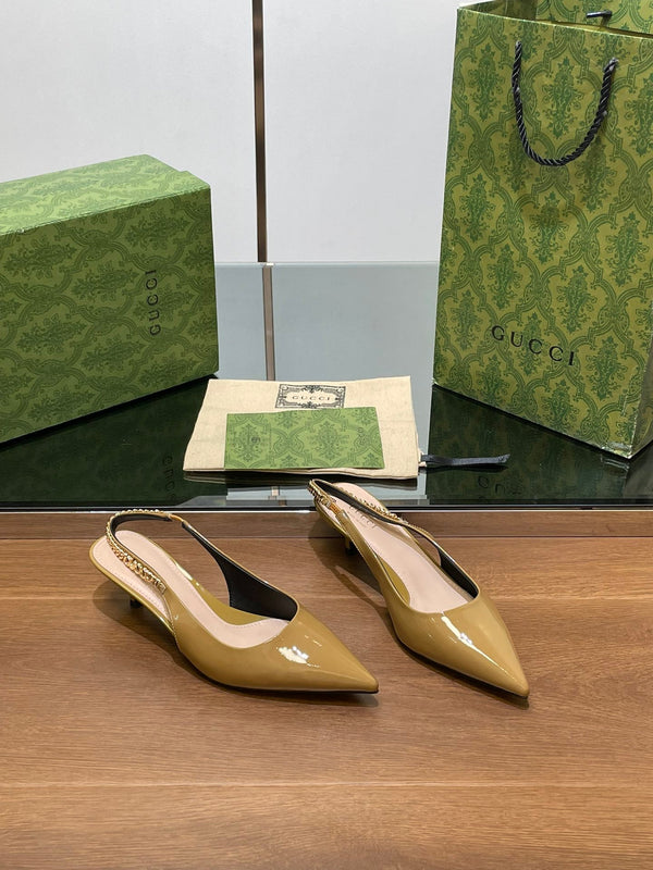 GG HIGH SLINGBACK 4,5 CM IN PELLE DI VITELLO LUCIDA GIALLO DIJON
