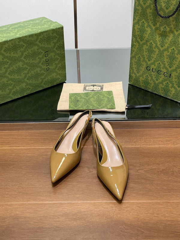 GG HIGH SLINGBACK 4,5 CM IN PELLE DI VITELLO LUCIDA GIALLO DIJON