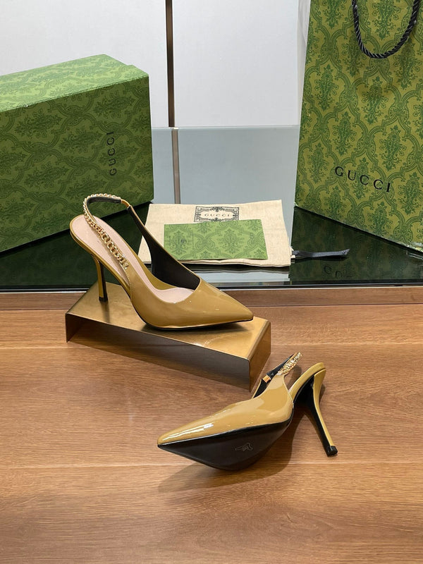 GG HIGH SLINGBACK 10,5 CM IN PELLE DI VITELLO LUCIDA GIALLO DIJON
