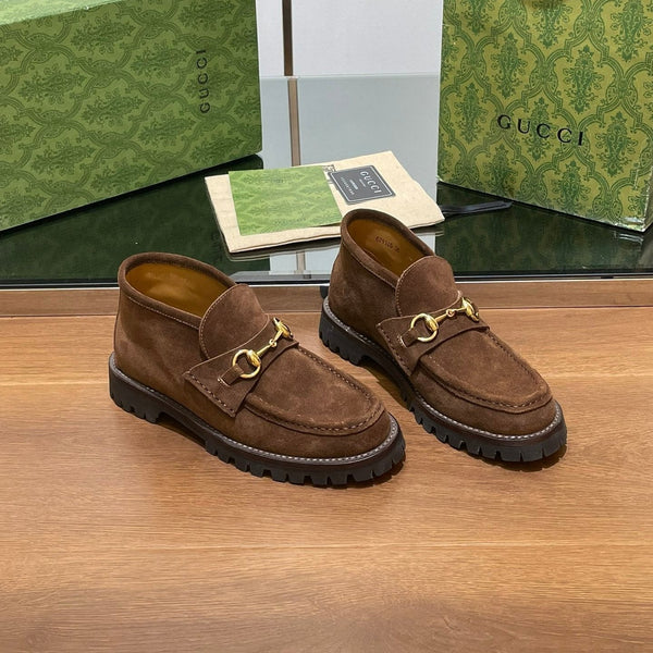 GG Ankle Boot With Horsebit 15 Dark Brown Suede