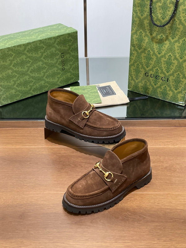 GG Ankle Boot With Horsebit 15 Dark Brown Suede