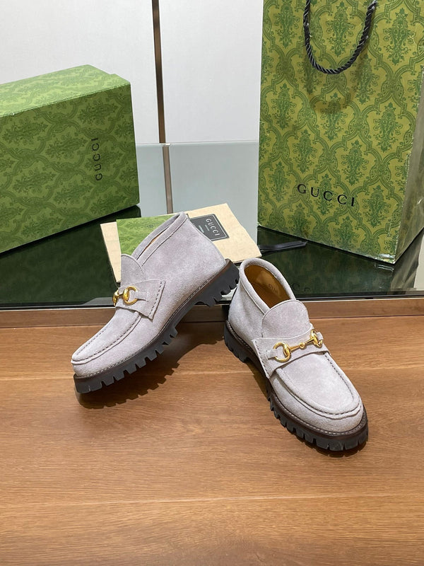 GG Ankle Boot With Horsebit 15 Grey Suede