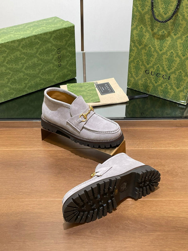 GG Ankle Boot With Horsebit 15 Grey Suede