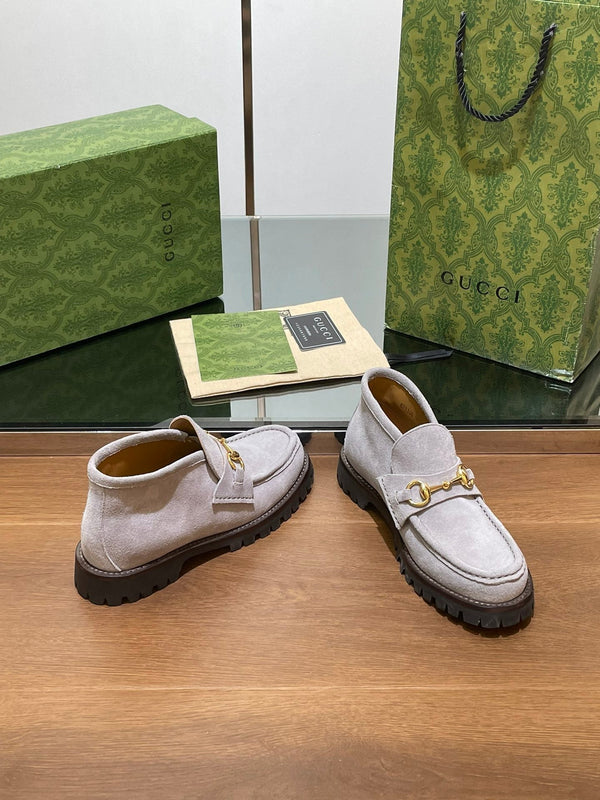 GG Ankle Boot With Horsebit 15 Grey Suede