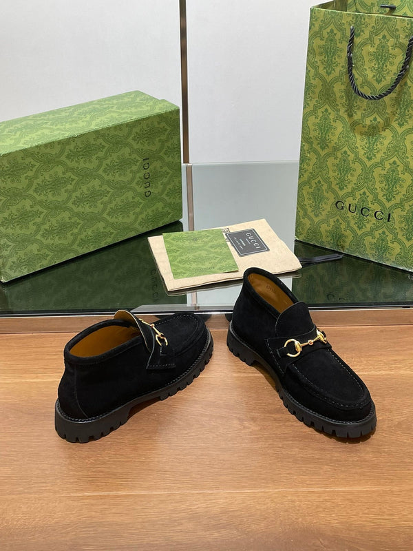 GG Ankle Boot With Horsebit 15 Black Suede