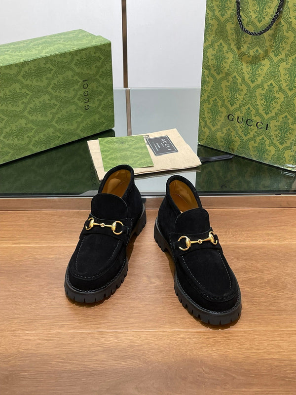 GG Ankle Boot With Horsebit 15 Black Suede