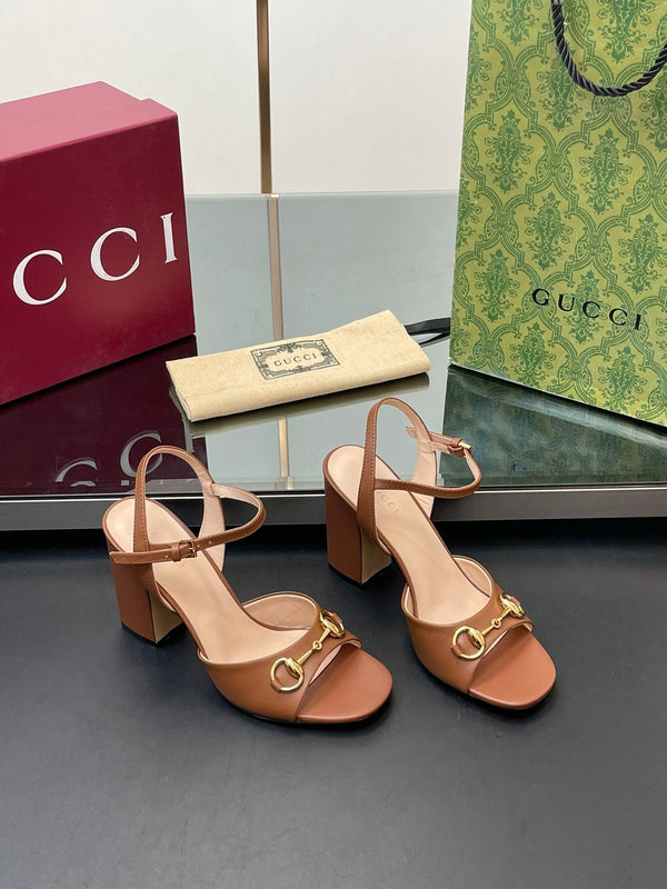 GG Women Horsebit High Heel Sandal Open Toe Gold Sheepskin 149211