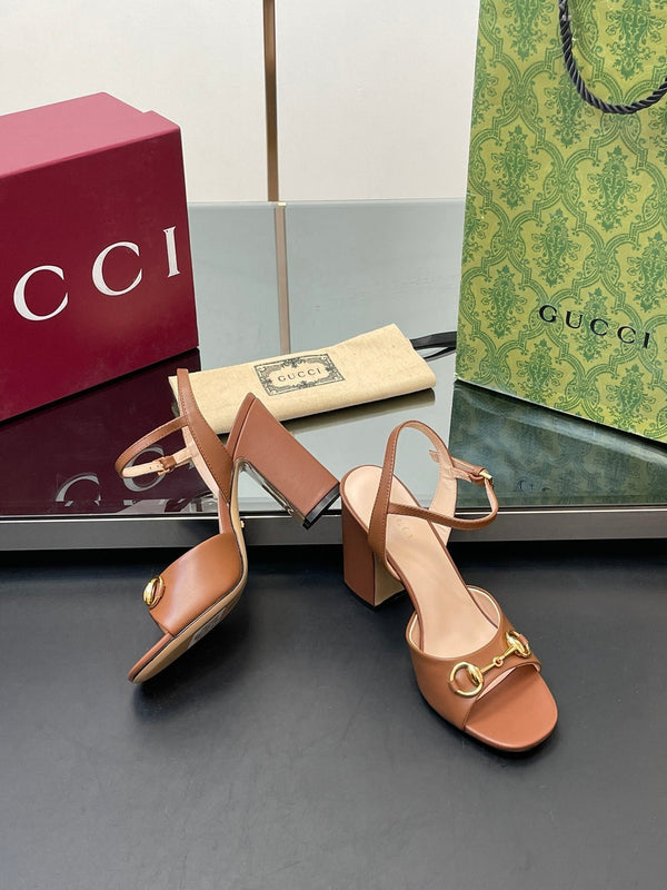 GG Women Horsebit High Heel Sandal Open Toe Gold Sheepskin 149211