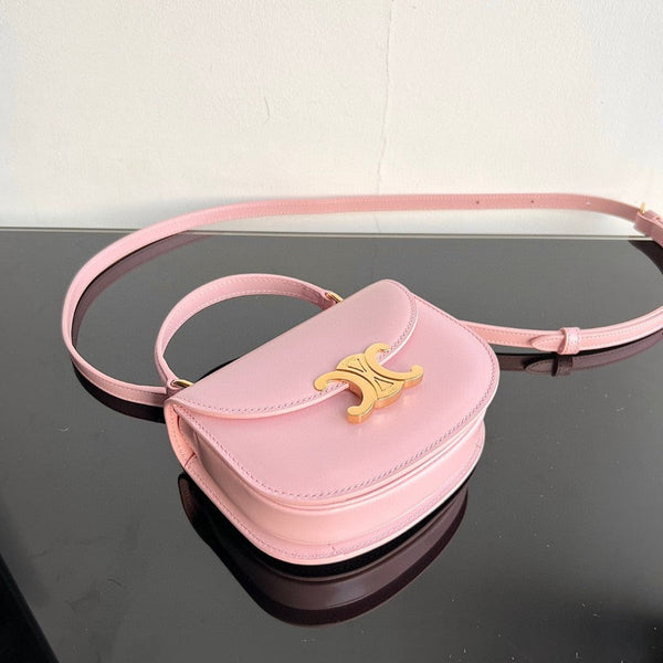 Borsa a mano TRIOMPHE 15 in pelle di vitello rosa pastello