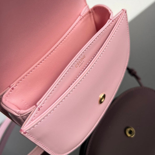 Borsa a mano TRIOMPHE 15 in pelle di vitello rosa pastello
